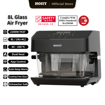 HOIIY Singapore 8L Glass Air Fryer White Background Promotional Picture 