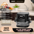 4L+2.5L glass air fryer with product details on a kitchen counter