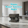 HOIIY 8L glass air fryer cooking a whole roasted chicken with central partition removed.