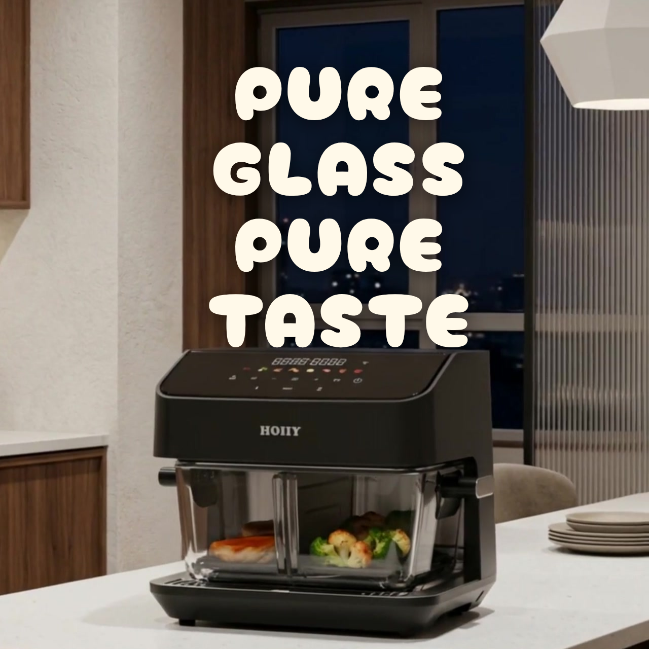 Protect your food's true flavor with coating free glass cooking | HOIIY Singapore 8L Glass Air Fryer