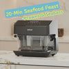 HOIIY 8L glass air fryer cooking grilled Sichuan peppercorn sea bass and sea prawns with dual zone independent control. 